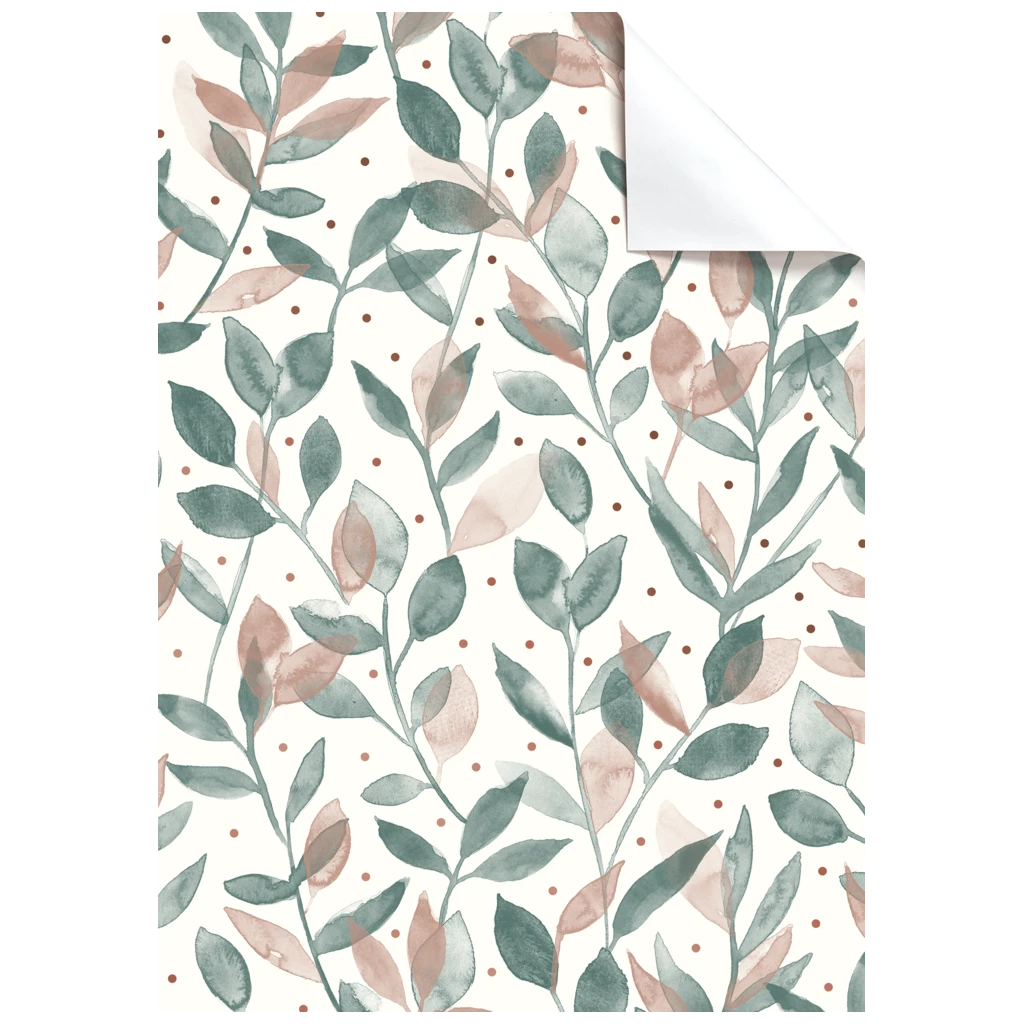 Geschenkpapier-Bogen „Merrit“ | 100×70 cm, 80 g/m², weiß/salbei