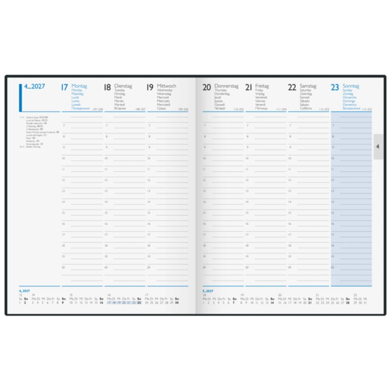 Buchkalender 2027 | 20,8×25,8 cm, Kunststoff, schwarz