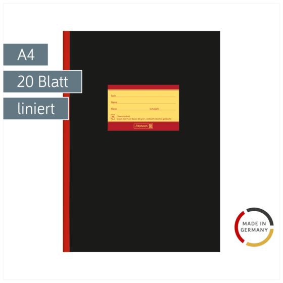 Oberschulheft | A4, Lineatur 25A, 20 Blatt, schwarz