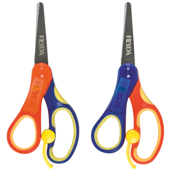 Kinderschere Soft-Touch Linkshänder | abgerundet, 135 mm, blau/orange