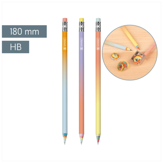 Bleistift „Rainbow Paper pastell“ | HB, rund, sortiert