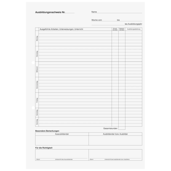 Ausbildungsnachweisblock | A4, 28 Blatt, blau