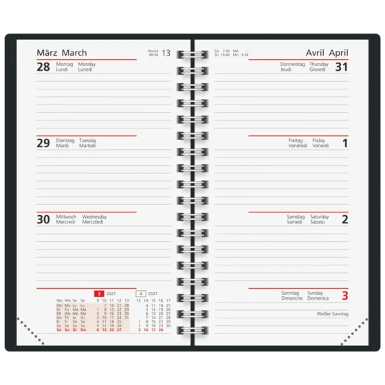 Taschenkalender Colour Line Mod. Taschenplaner int. 2027 | A6, Papier, grün