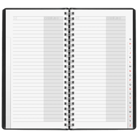 Telefonregister | 100×190 mm, 54 Seiten, sortiert
