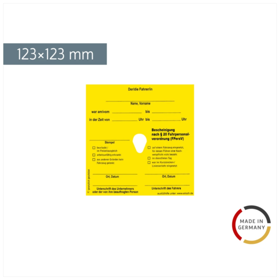 Bescheinigung national für Urlaub, Krankheit und Vertretung | 123×123 mm, gelb, 100 Stück