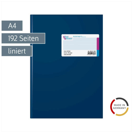 Geschäftsbuch | A4, 192 Seiten, liniert, Kunststoff, blau