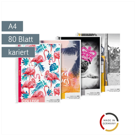 Collegeblock „Trend“ | A4, Lineatur 28, 80 Blatt, sortiert