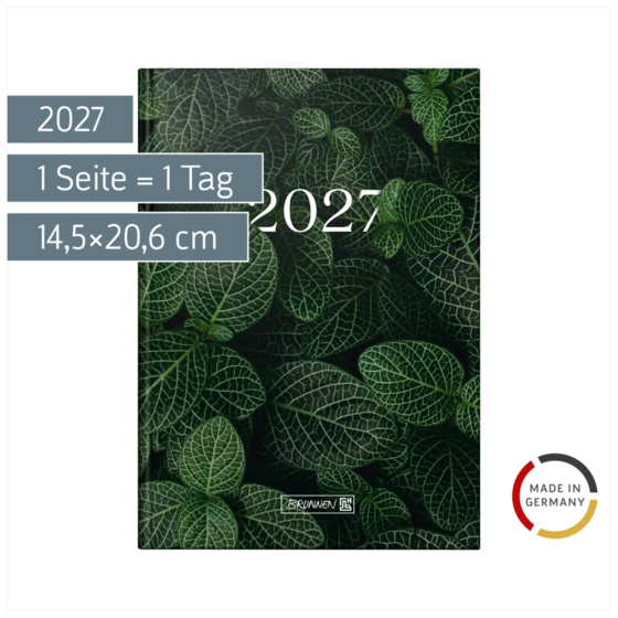 Buchkalender Design Line Mod. 795 2027 „Leaves“ | A5, Papier