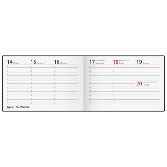 Taschenkalender Design Line Mod. Septimus 2027 „Feather“ | A6 quer, Textil