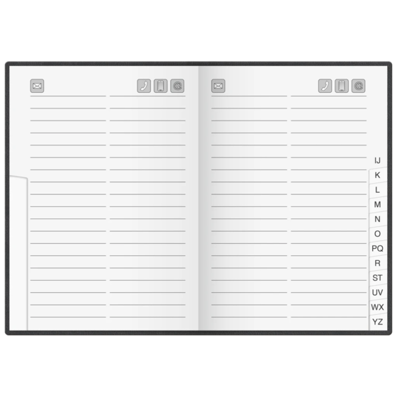 Adressbuch „Virando“ | 100×140 mm, 128 Seiten, schwarz