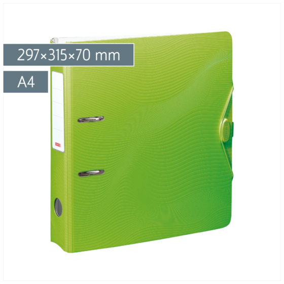 Ordner „WAVE“ Colour Code | A4, 70 mm, Hebelmechanik mit gummiertem Griff, kiwi