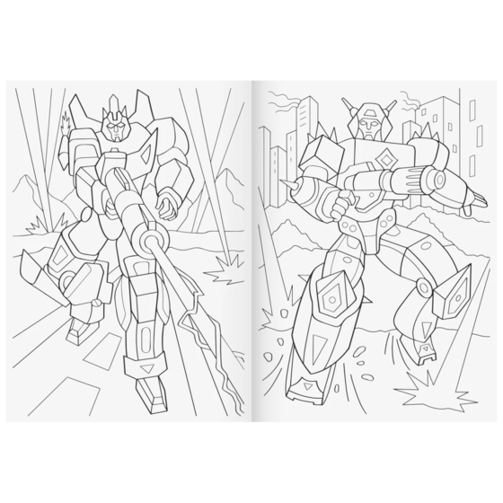 Ausmalheft Robot Heroes | 32 Blatt, dunkelblau/lila