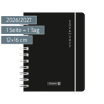 Schülerkalender 2026/2027 „Plain Black“ | A6, Kunststoff