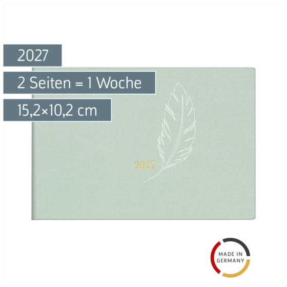 Taschenkalender Design Line Mod. Septimus 2027 „Feather“ | A6 quer, Textil