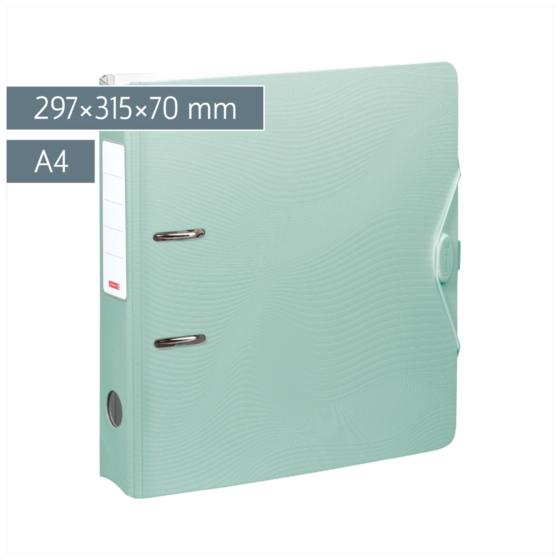 Ordner „WAVE“ Colour Code | A4, 70 mm, Hebelmechanik mit gummiertem Griff, mint