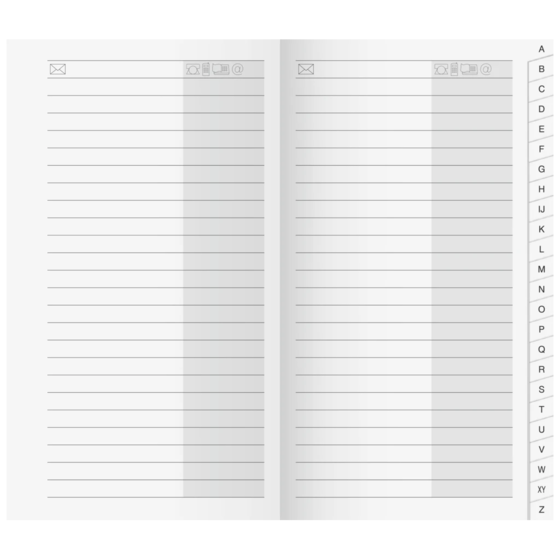 Adress-Registerheft | 8,7×15,3 cm, Karton, weiß