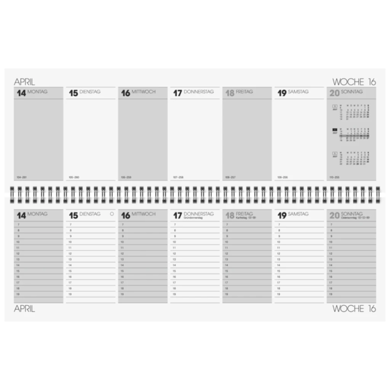 Querterminbuch 2027 | 42×13,7 cm, Karton, grau