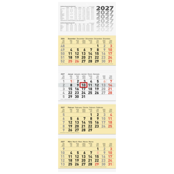 4-Monatskalender 2027 | chamois, 32×94 cm