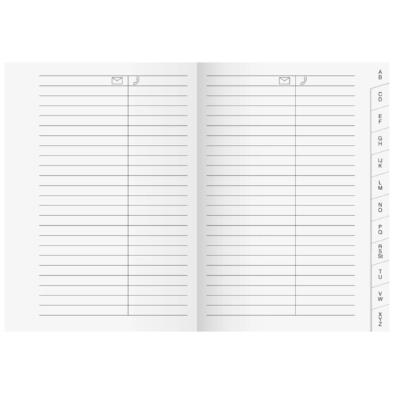 Adress-Registerheft | 9,2×13,9 cm, Karton, weiß