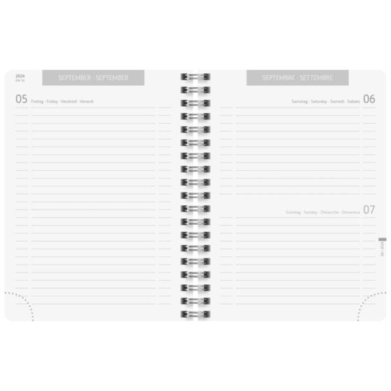 Schülerkalender 2026/2027 „Plain Black“ | A6, Kunststoff