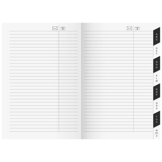 Adress-Registerheft | 10,4×15,3 cm, Karton, weiß