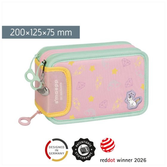 Federmäppchen s'maepp „Sweet Unicorn“ | 3 Reißverschlüsse, mehrfarbig, pastell