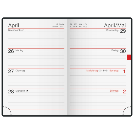 Taschenkalender Design Line Mod. partner/Industrie I 2027 „Feather“ | A7, Textil