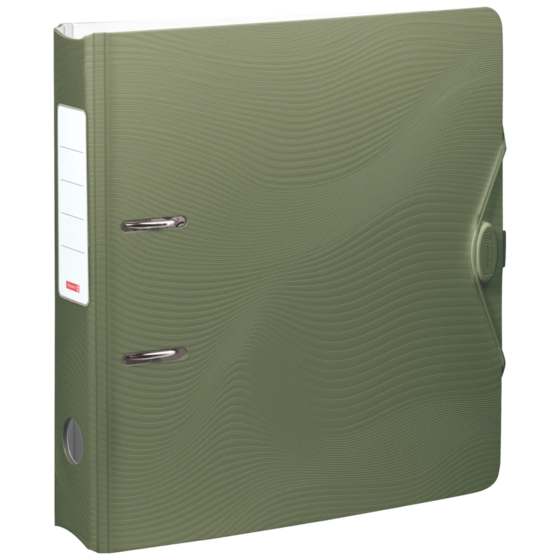 Ordner „WAVE“ Colour Code | A4, 70 mm, Hebelmechanik mit gummiertem Griff, olive