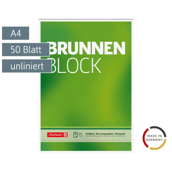 Briefblock „BRUNNEN-Block“ | A4, Lineatur 20, 50 Blatt, grün