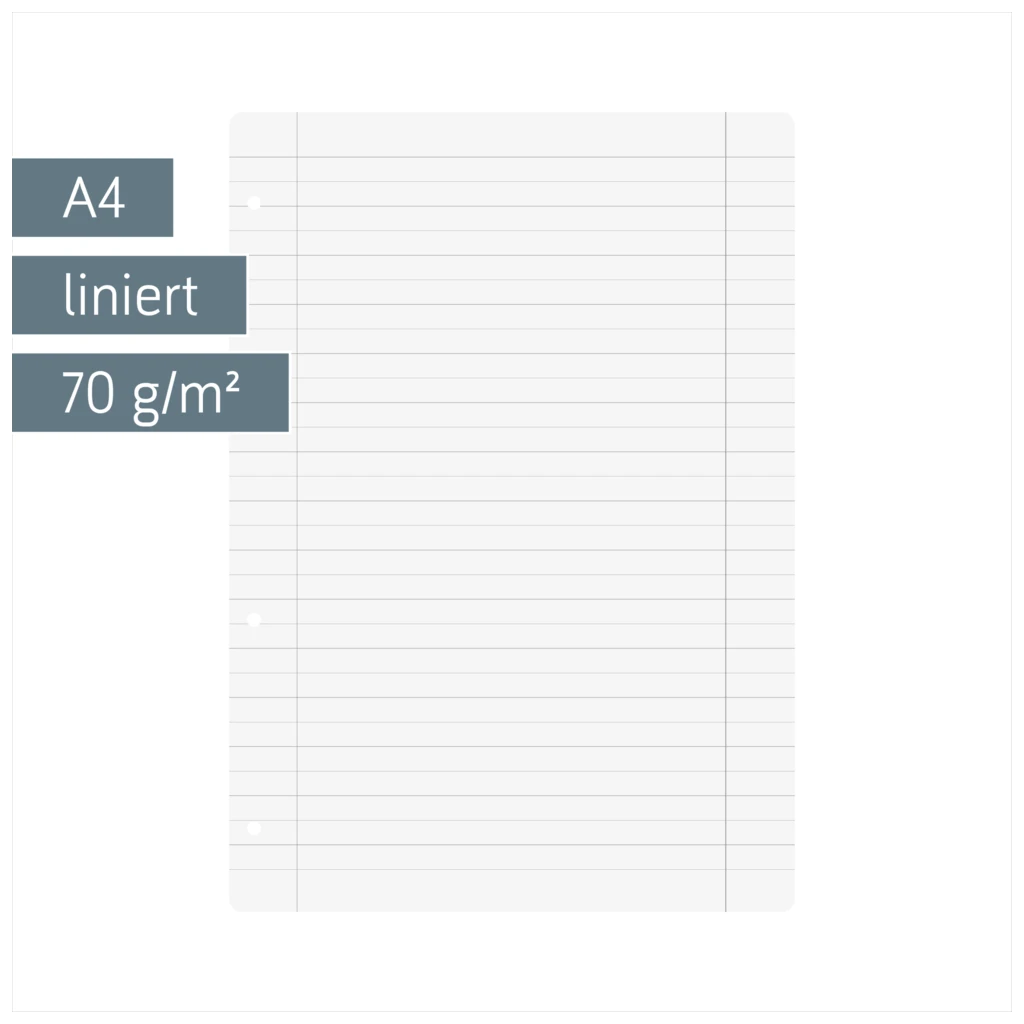 Ringbucheinlagen | A4, liniert mit Randlinie innen und außen, weiß, 100 Blatt