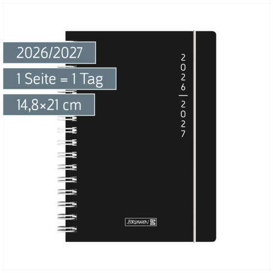 Schülerkalender 2026/2027 „Plain Black“ | A5, Kunststoff
