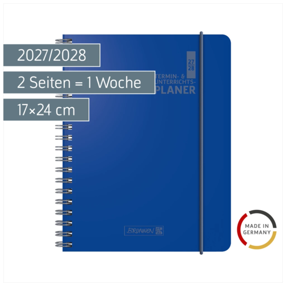 Lehrerkalender 2027/2028 Termin- & Unterrichtsplaner | A5, Kunststoff, blau