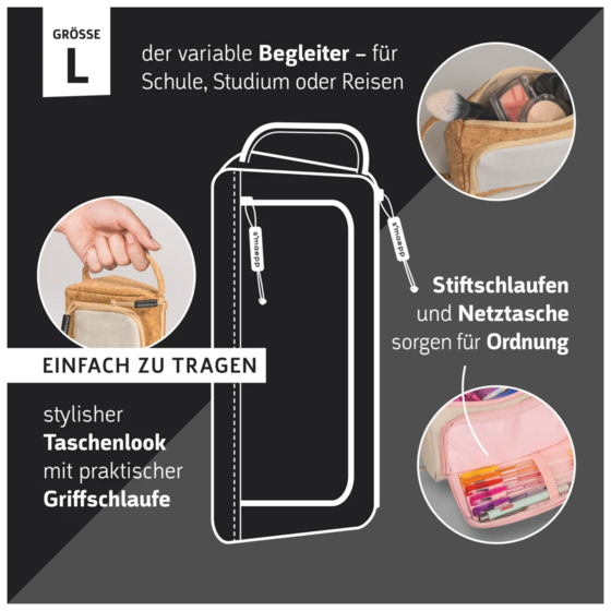 Schlampermäppchen s'maepp L „Cork“ | creme/braun
