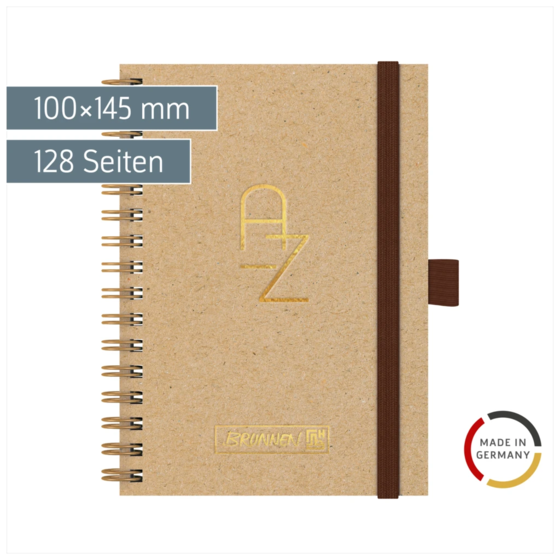 Adressbuch Wire „Spirale“ | A6, 128 Seiten, caramel
