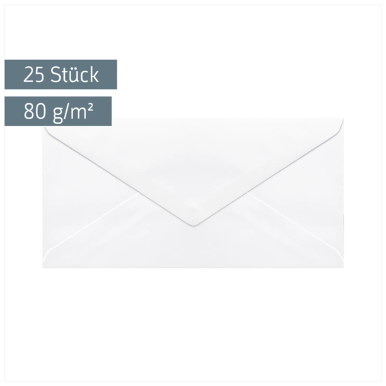 Briefumschläge MK-Papier | DIN lang, 80 g/m², weiß, 25 Stück