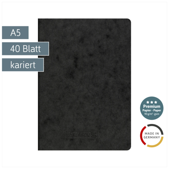 Heft Premium FACT!plus | A5, kariert, 40 Blatt, schwarz