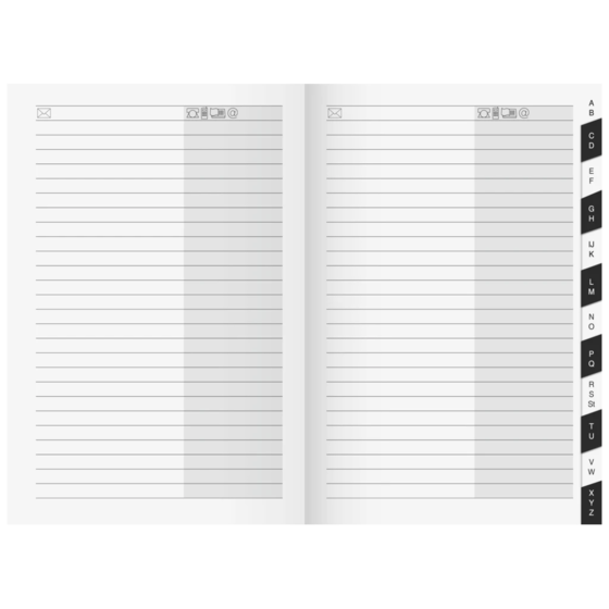 Adress-Registerheft | 13,5×20 cm, Karton, weiß
