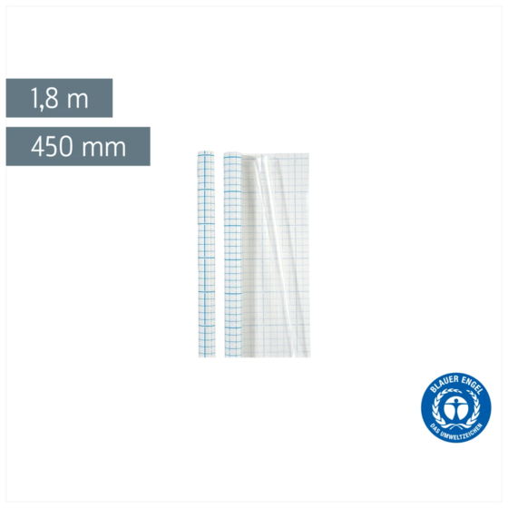 Bucheinbandfolie | 450 mm × 1,8 m, selbstklebend, transparent