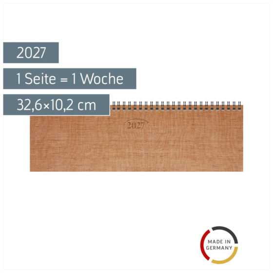 Querterminbuch Mod. 771 2027 | 32,6×10,2 cm, Karton, kupfer