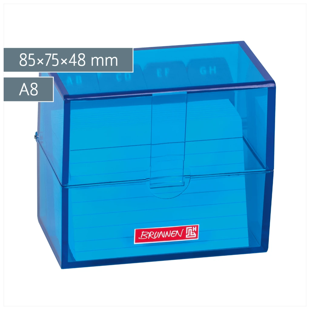 Karteikasten Colour Code gefüllt | 85×75×48 mm, A8, azur