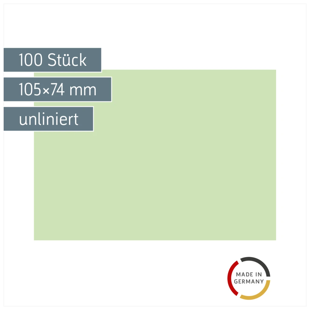 Karteikarten | 105×74 mm, A7, unliniert, grün, 100 Stück