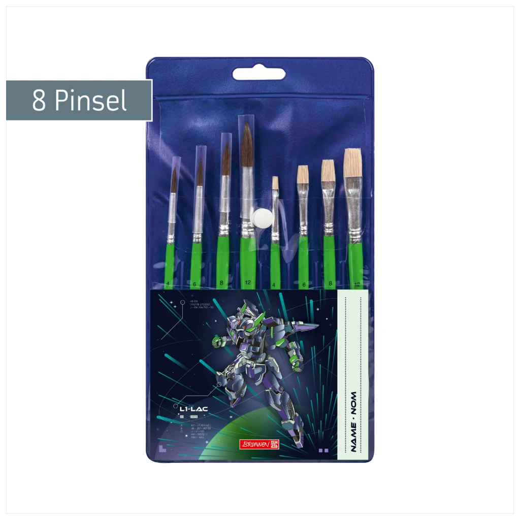 Schulpinsel-Set Robot Heroes | grün, 8 Pinsel