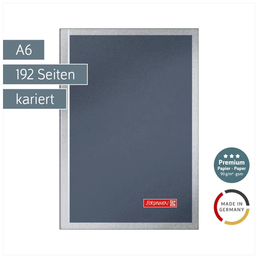 Notizbuch Premium Metallic | A6, kariert, anthrazit
