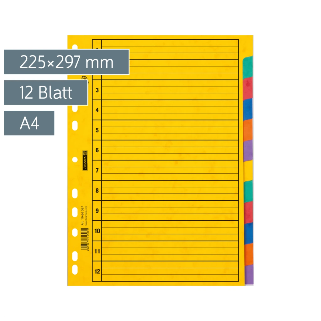 Ringbuchregister FACT!plus | A4, 12 Blatt, gelb