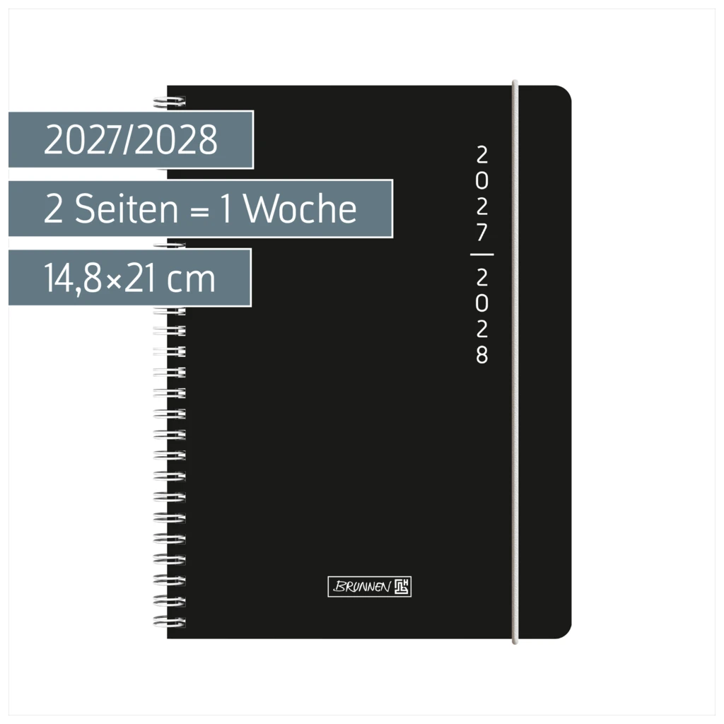 Schülerkalender 2027/2028 „Plain Black“ | A5, Kunststoff
