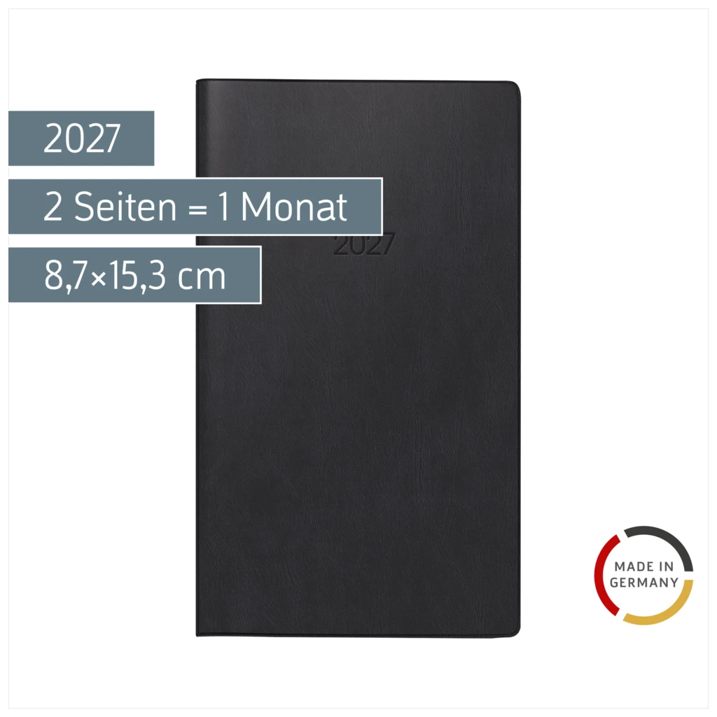 Taschenkalender Mod. 746 2027 | A6, Kunststoff, schwarz