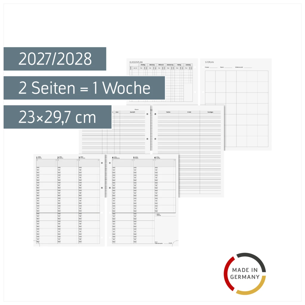 Wochen-Ersatzkalendarium 2027/2028 | 23×29,7 cm