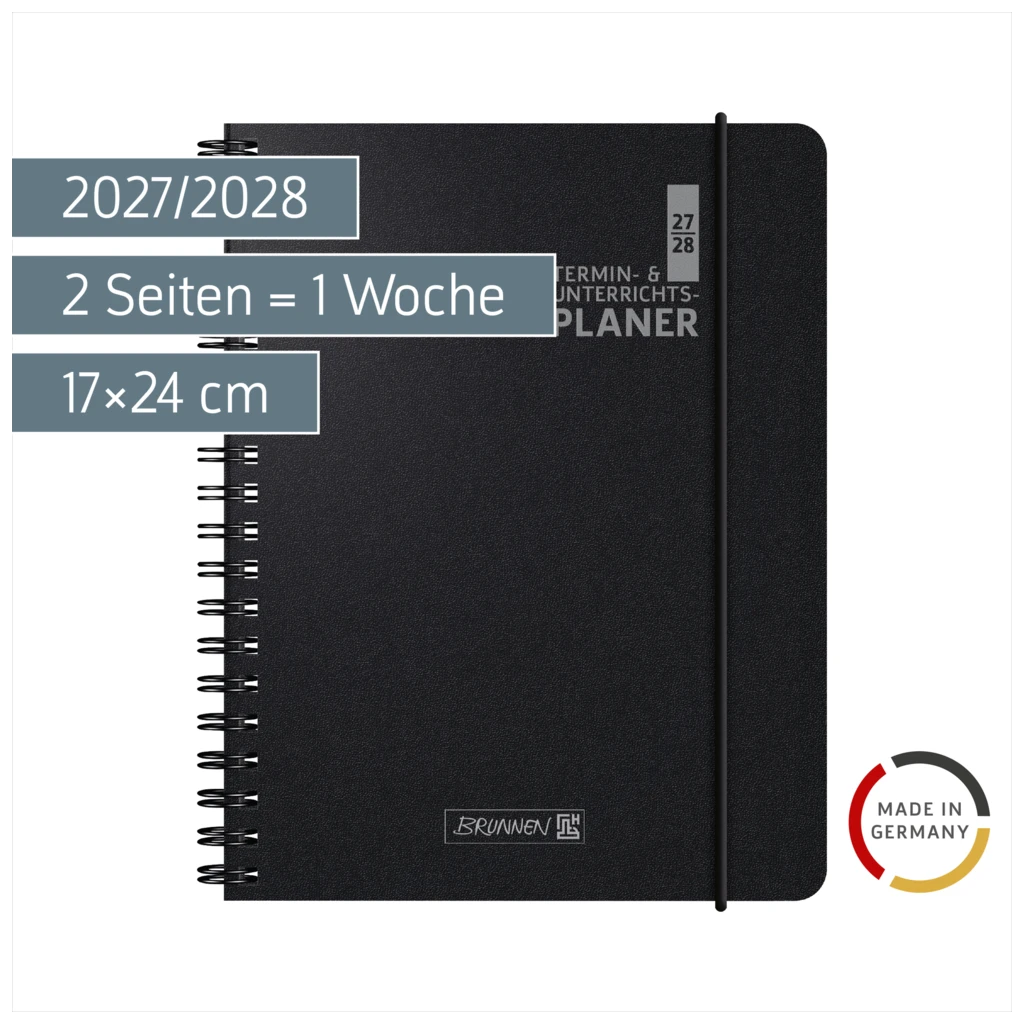 Lehrerkalender 2027/2028 Termin- & Unterrichtsplaner | A5, Kunststoff, schwarz