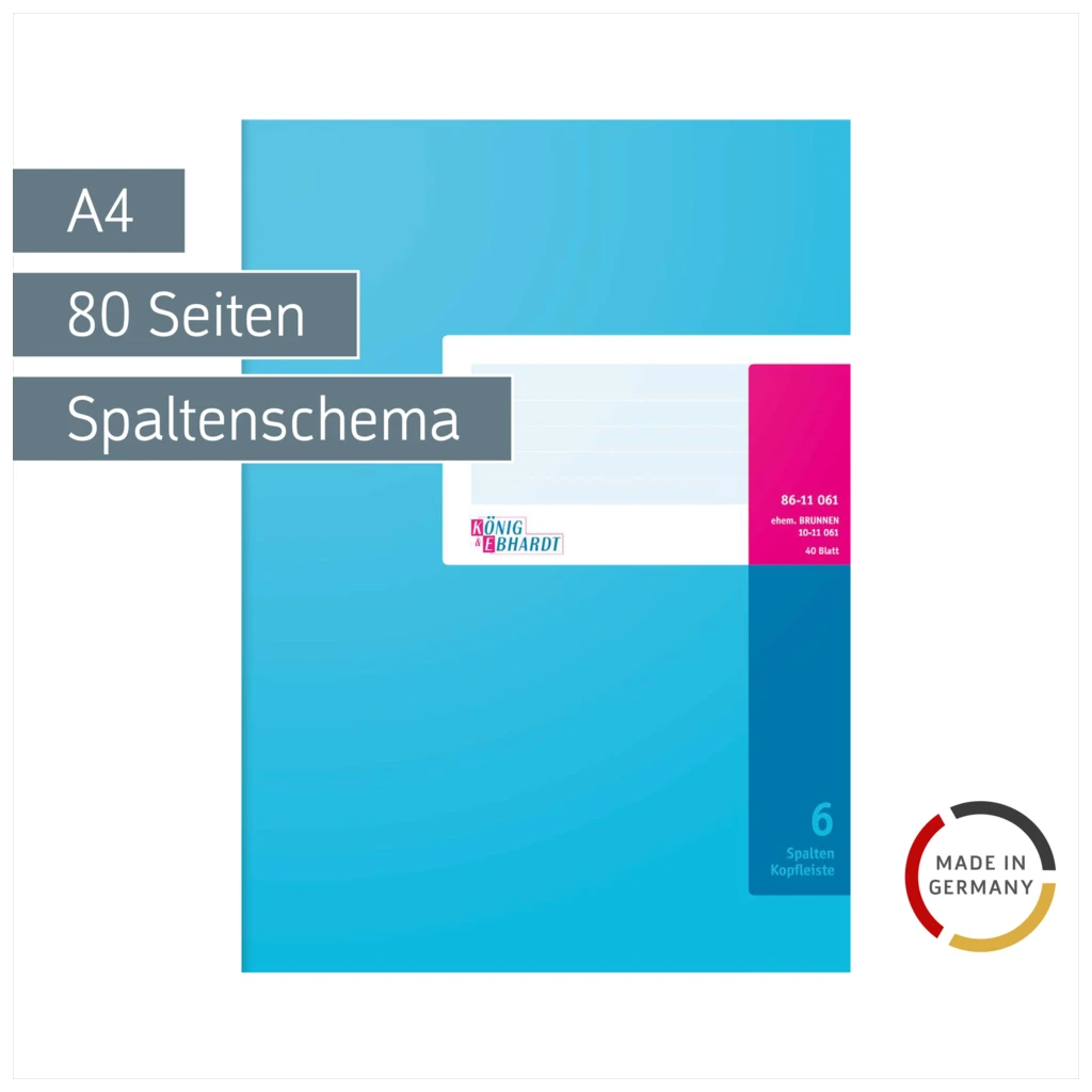 Spaltenbuch mit Kopfleiste | A4, 80 Seiten, 6 Spalten, Karton, magenta/hellblau